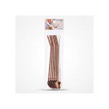 6'lı Kaşıklı Pipet Seti - Bronz - Pipet Temizleme Fırçası