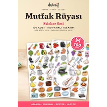 Renkli Mutfak Sticker Seti 100 Adet - Gereçleri Tarif Malzemeleri Ajanda Journal Defter Çıkartma Çok Renkli