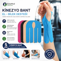 Kinezyoloji Bantı El Ve Parmak Bölgesi İçin Elastik Destek Bandı 5 Adet Siyah Renkler
