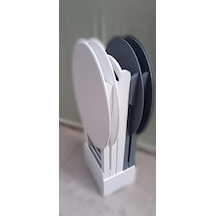 Çanta Zigon Sehpa Oval Model Dörtlü Ahşap Mdf Beyaz Ve Gri Renk Uyumu El Yapımı