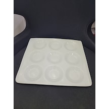 27x29cm Beyaz Porselen Kahvaltılık Sunumluk İskele Meze 1 Adet Beyaz