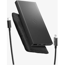 Spigen 10000 Mah Slim Alüminyum Kasa 22,5w Usb-c + Usb-a Giriş / Çıkış Hızlı Şarj 3 Portlu Powerbank / 1 Metre Type-c Harici Kablolu Taşınabilir Şarj Cihazı + Taşıma Çantası Ea2210 Black Siyah
