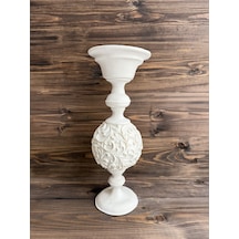 Ham Polyester Orb Dekoratif Şamdan 1 Beyaz