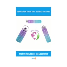 Motivasyonel Su Matarası Seti 300ml, 750ml Ve 2000ml Renkli Tritan Çok Renkli