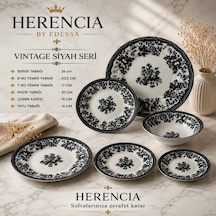 Herencia Vintage Siyah Seri Porselen Sofra Takımı Beyaz