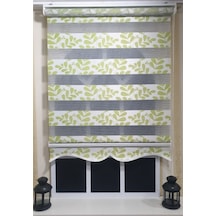 Zebra Stor Perde Yeşil Beyaz Etek Dilimli St 032