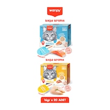 2li Set - Somonlu & Tavuklu Tahılsız Kaşıklı Kedi Ödül Kreması Kedi Ödülü 20 X 16gr