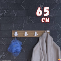 Modilayn Arı Serisi 4'lü Set 61,4x9,6 Cm 12 Kancalı Banyo Askısı - Ekstra Düzen Ve Yer Tasarrufu Safir Meşe