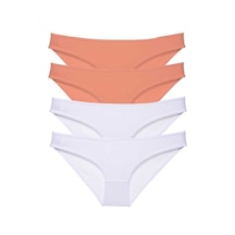 4 Adet Eko Set Likralı Kadın Slip Külot Pudra Beyaz Standart