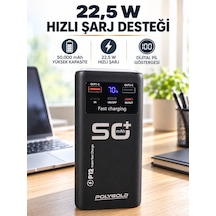 Yüksek Kapasiteli 50.000 Mah Powerbank 22,5 W Hızlı Şarj 4 Dahili Kablo Led Aydınlatma - Lisinya Siyah