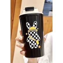 316 L Çelik Siyah Tavşan Figür 400 Ml Kahve El Termos Mug Cin483sy Çok Renkli