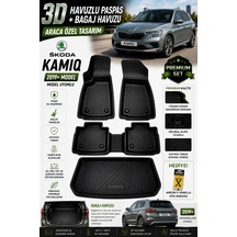 Skoda Kamıq 2019+ Model Uyumlu 3d Araca Özel Havuzlu Paspas+bagaj Havuzu Birebir Uyum
