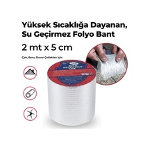 Ankaverse 2 Mt Yüksek Sıcaklık Dayanan Su Geçirmez Çatı Duvar Çatlak Onarıcı Yapışkan Bant Folyo 2 Mt 10 C