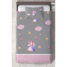Mekta Home Bebek Ve Çocuk Odası Unicorn Ve Seksek Desenli Yatak Örtüsü Renkli