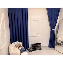 Nivemeshome Roma 18542-d K.indigo Keten 1/3 Sık Pileli Fon Perde Apm Indigo