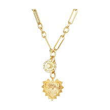 Xindoker Gümüş Renkli Kalp Ve Güneş Desenli Pendentli Kolye - Sevgi Mesajı Ve Modern Stil, Kadınlar İçin Moda Aksesuarı Altın