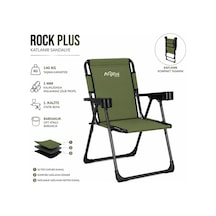 Katlanır Piknik Ve Kamp Sandalyesi - Bardaklıklı - Rock Plus - Haki Çok Renkli