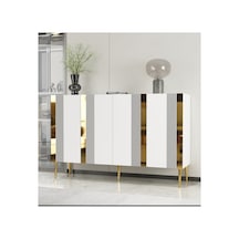 Forest 120 Cm Konsol Tv Sehpası Çok Amaçlı Dolap Beyaz-altın Beyaz-altın