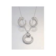 Panter Set Başlı Çelik 14k Altın Kaplama Gümüş