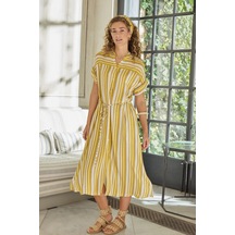 Kadın Kısa Kol Uzun Sarı Elbise C6t4n1o12 001