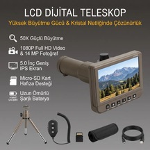 Um053 5.0 İnç Ips Ekranlı 50x Dijital Teleskop - 1080p Full Hd Video, 14 Mp Fotoğraf, Tripod & Uzaktan Kumandalı Uzak Mesafe Gözlem Dürbünü