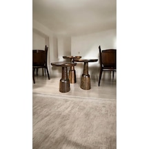 Wood Ahşap 3 Lü Set Ürgüp Mantar Yan Sehpa Konik Model / Ceviz Renk / Zigon Sehpa Vernikli Kahverengi