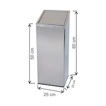 Paslanmaz Çöp Kovası Kare Kapaklı 34 Litre