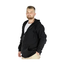 Mode Xl Büyük Beden Erkek Sweatshirt Zippered Recycle B20533 Siyah 001