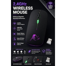 2.4 Ghz Usb Wireless Kablosuz Şarjlı Mouse Rgb Led Işıklı 800-1600 Dpi Ayarlanabilir Sessiz Click Mouse Diğer