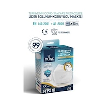 Musk Ffp3 Maske N99 Beyaz Renk 10 Adet