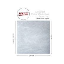 60x60 Cm Kendinden Yapışkanlı Duvar,banyo,tezgah Arası Açık Gri Mermer-24 Adet 902-60-24