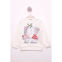 Toontoy Kız Çocuk Best Friend Baskılı Pamuklu Sweatshirt Ekru