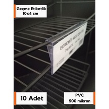 10 Adet Pvc Etiketlik 10x4 Cm Tele Geçebilir Cama Geçebilir Geçme