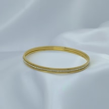 Yeni Sezon Vip Özel Seri Paslanmaz Çelik Altın Kaplama 3'lü Ajda Kadın Bileklik Gold