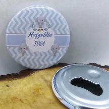 Fil Konspet Baby Shower Partisi Baskılı Metal Magnet Aça 10 Adet Açık Kahverengi