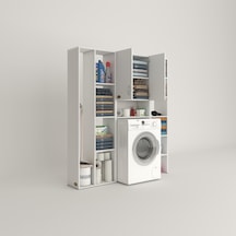 Kenzlife Çamaşır Makinesi Dolabı Sinemmega Byz 180 156 30 Banyo Arkalıklı + Tekli Duvar Rafı Hediyeli Çok Renkli