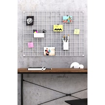 Metal Fotoğraf Askısı Tel Pano Beyaz 55x75 - 2 Adet Mini Mandal Ve 4 Adet Montaj Çivisi Hediye