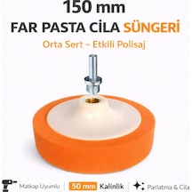 Senbang Far Pasta Cila Süngeri 150 Mm Turuncu Polisaj Süngeri Matkap Aparatlı 50x150 Mm