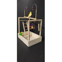 Ahşap Kuş Oyun Parkı Alanı Katlana Bilir 25x18x36 Cm