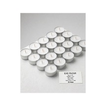 Exe Pazar - 20'li Paket Tealight Mum - Buhardanlık Mumu Çap 37mm 4+ Saat Yanma Süresi Beyaz