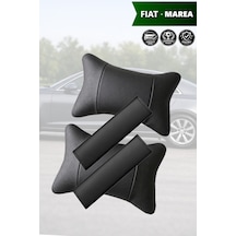 Fiat Marea Uyumlu Siyah Set Deri Kemer Koruyucu Lüks Deri Yastık