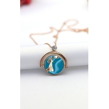 Çift Yönlü Turkuvaz Gelin Damat Teklif Gümüş Kolye