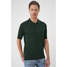 Comfort Fit Polo Yaka Pamuklu Kısa Kol Casual Yeşil Triko Tişört Tr 880 Yeşil