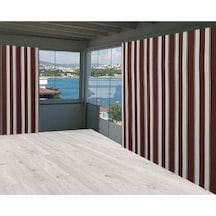 Ceylan Home Balkon Perdesi Kahverengi Kalın Çizgili Ölçü Seçenekl Kahverengi
