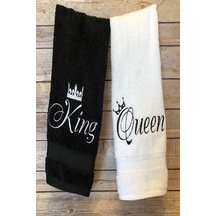 Çiftler Özel Banyo Havlusu Beyaz-Siyah