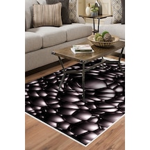 Kaymaz Dijital Mutfak & Salon Halı Trend Geometrik E5009 Siyah