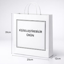 Özel Baskılı Kraft Çanta-içten Saplı 25 12 31 Cm -logo,mesaj Baskılı, Hediyelik Beyaz-100