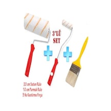 Boyacı Seti Set Saten Rulo + Parmak Rulo + Kestirme Fırça Set 3'lü - Fırça Renkli