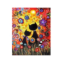 Kedilerin Rüyası Sayılarla Boyama Seti - Çerçeveli, 40x50cm