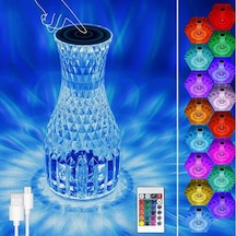 Bucuks Sürahi Model Usb Şarjlı Kumandalı 16 Farklı Işık Modlu Masa Üstü Kristal Akrilik Lamba Led Renkli